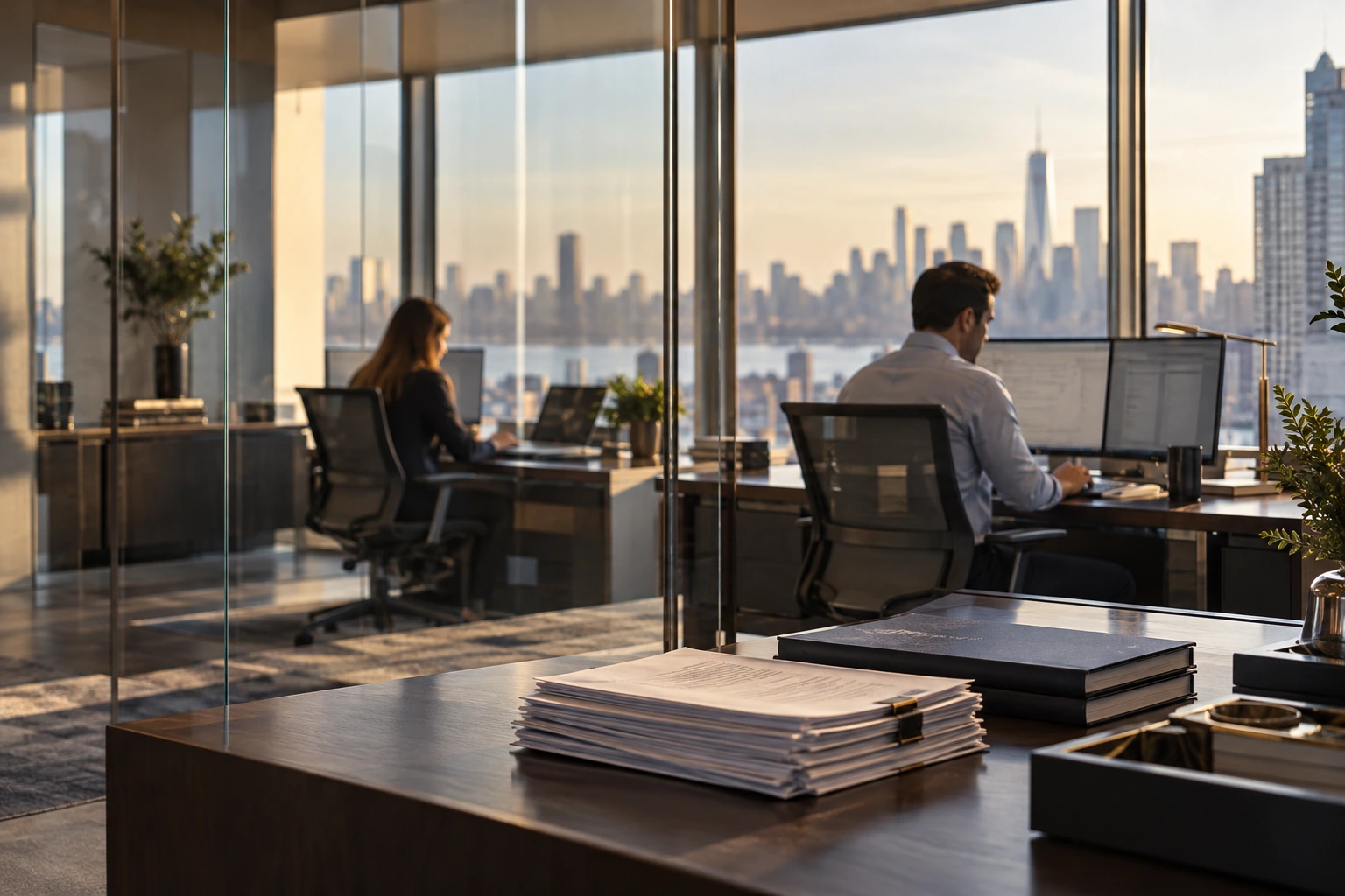 Illustrative image of an investment management and fund administration office