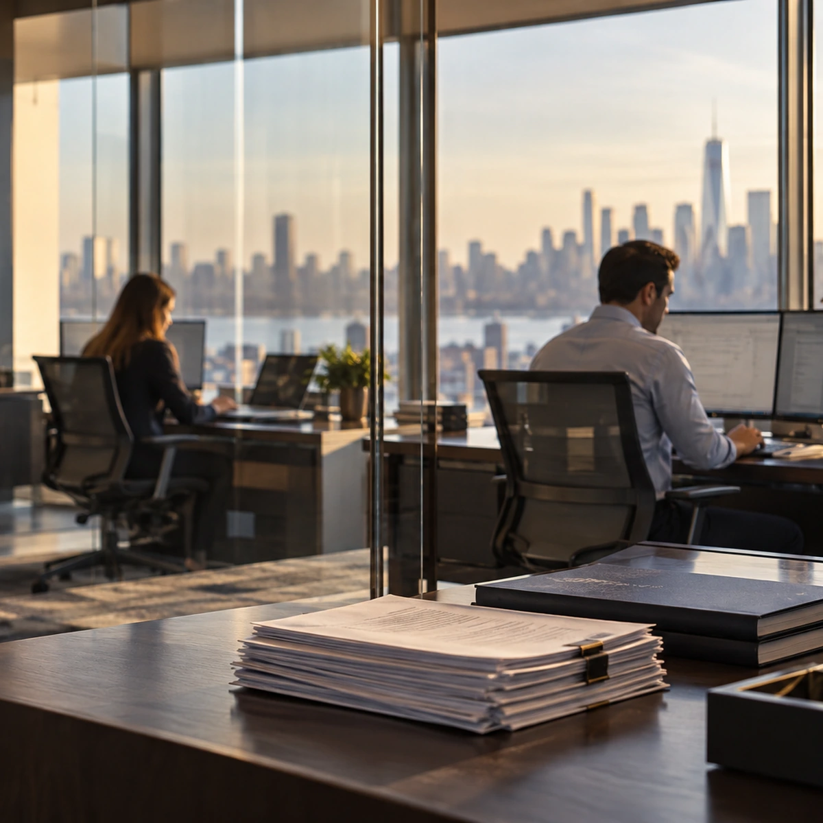 Illustrative image of an investment management and fund administration office