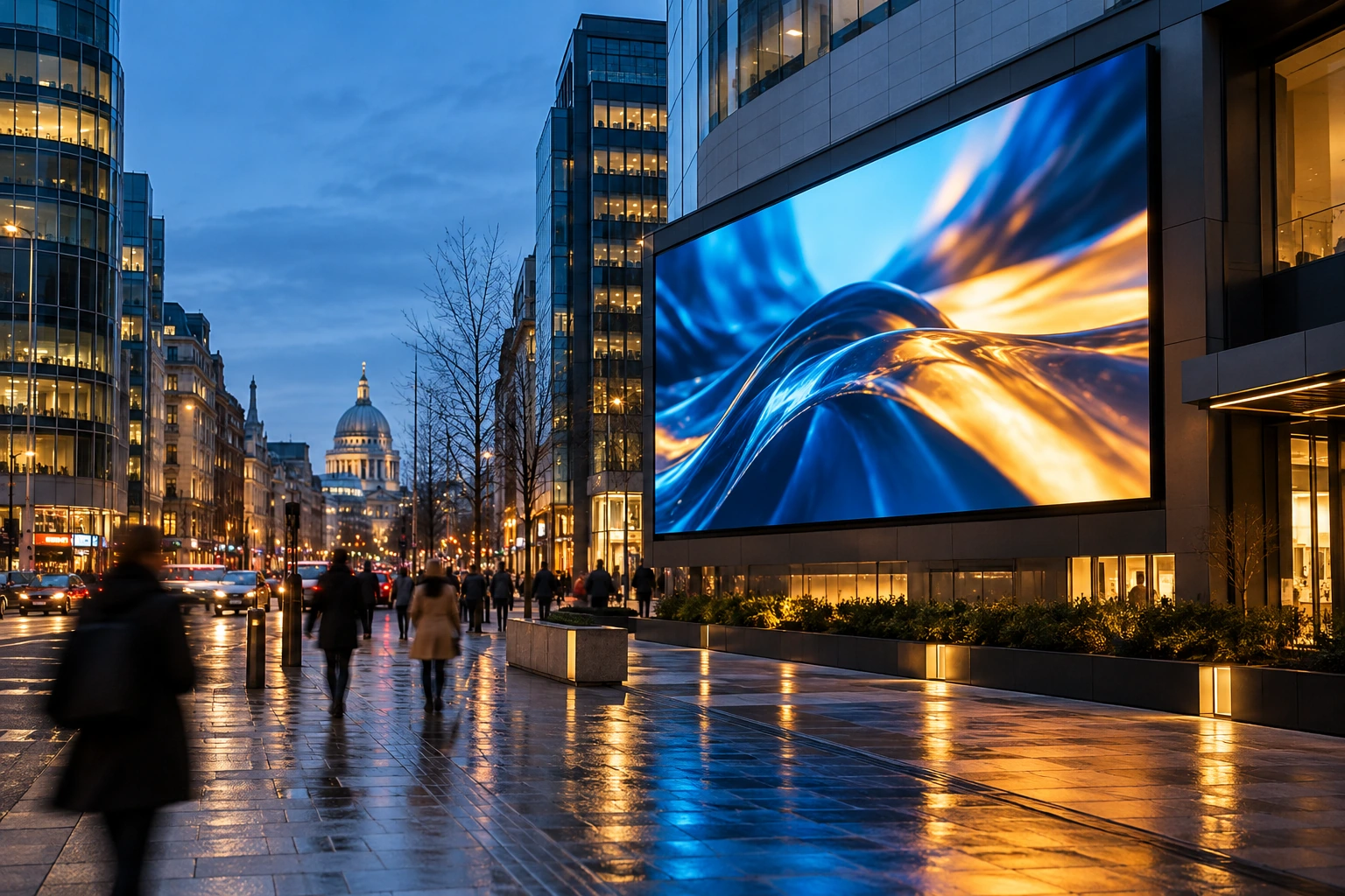 Illustrative image of an urban digital advertising display