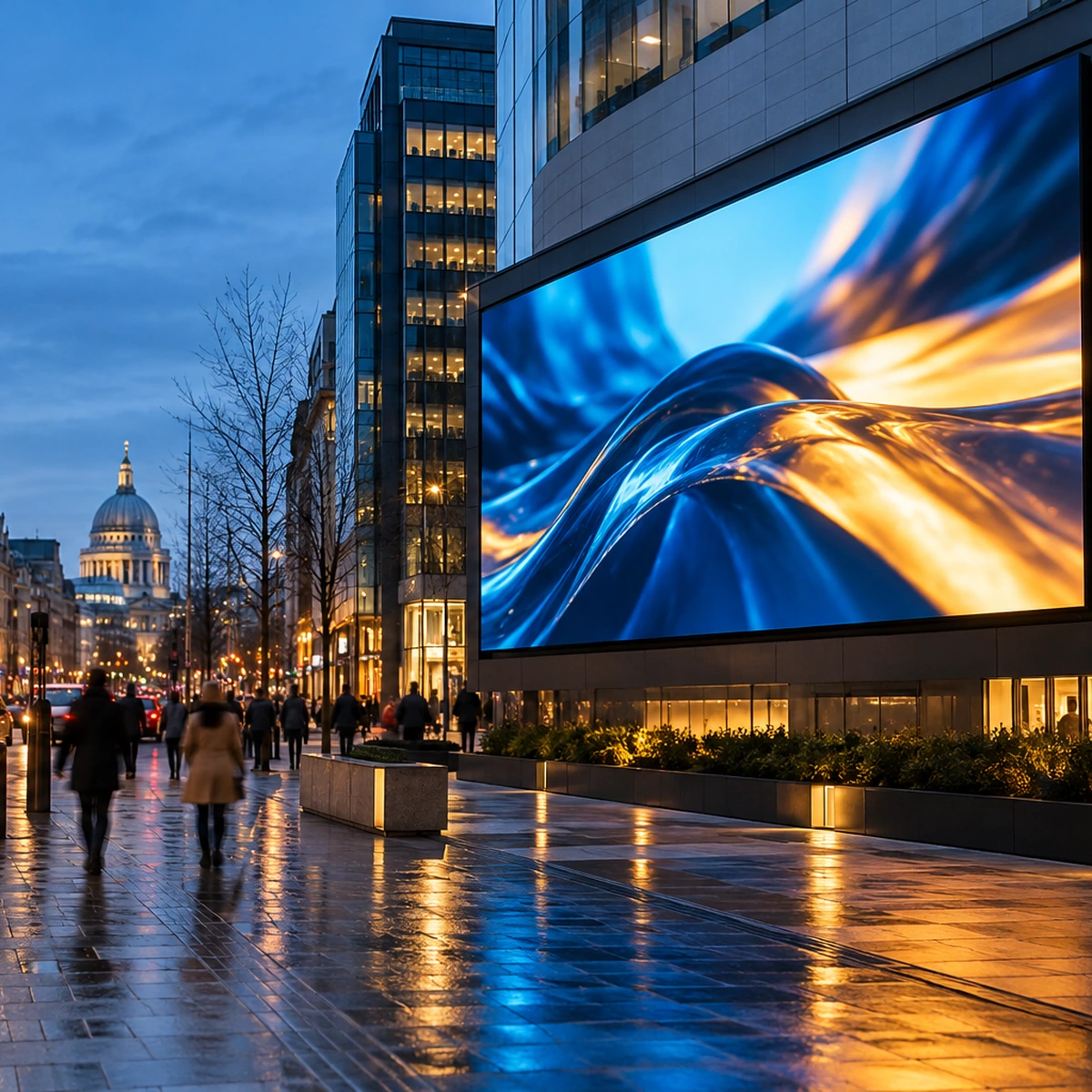 Illustrative image of an urban digital advertising display