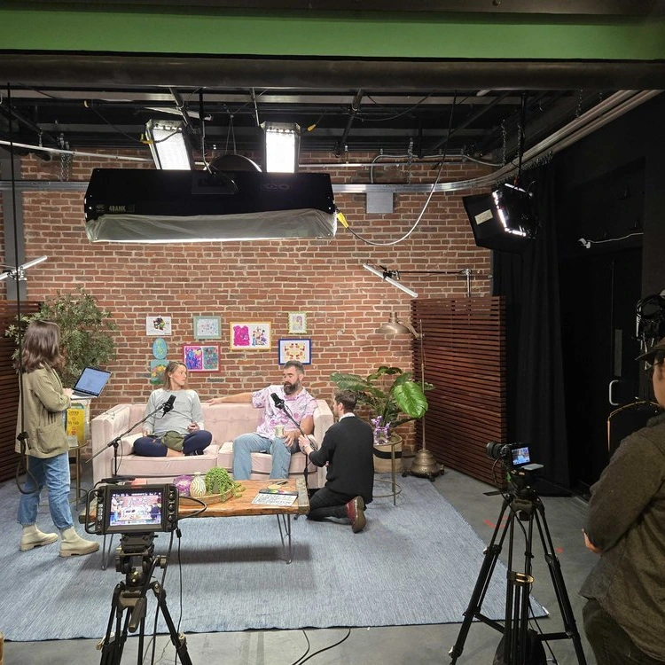 Behind the scenes of a Wave podcast recording at MNYK Studios