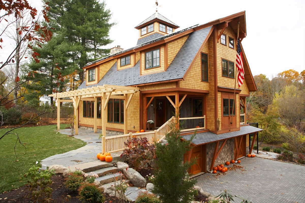 Wooden house exterior and front porch